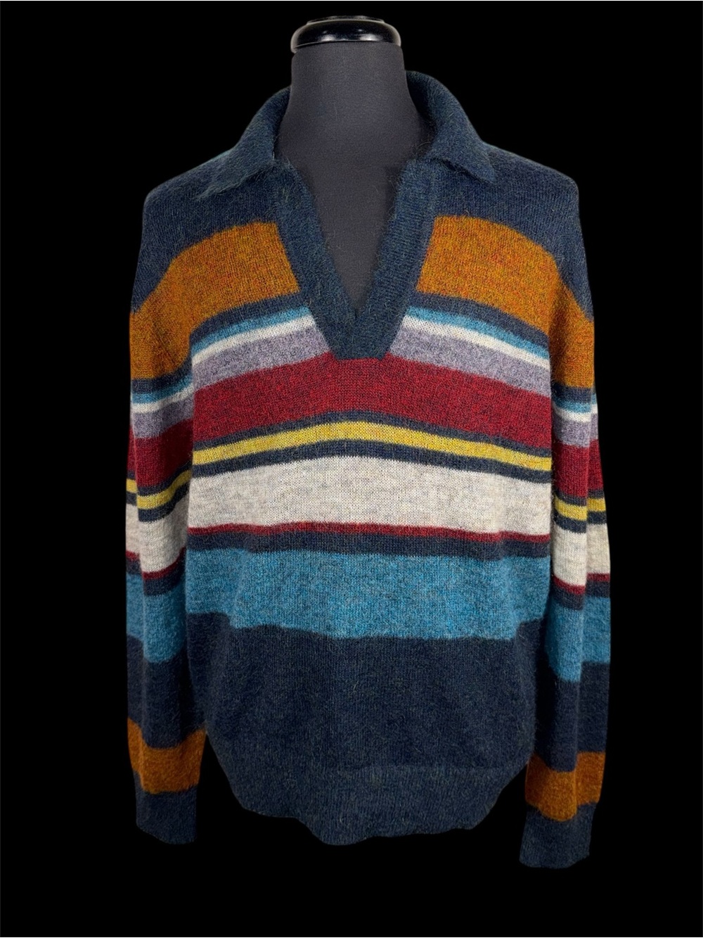 NWT TODD SNYDER RELAXED RAINBOW MOHAIR POLO SWEATER SZ L $398.00